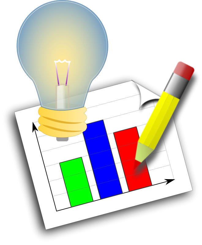 a light bulb over a bar chart