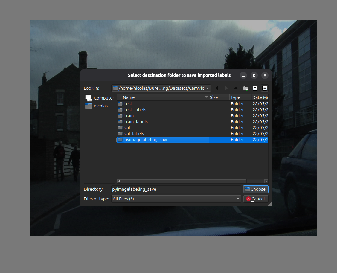 Select destination folder