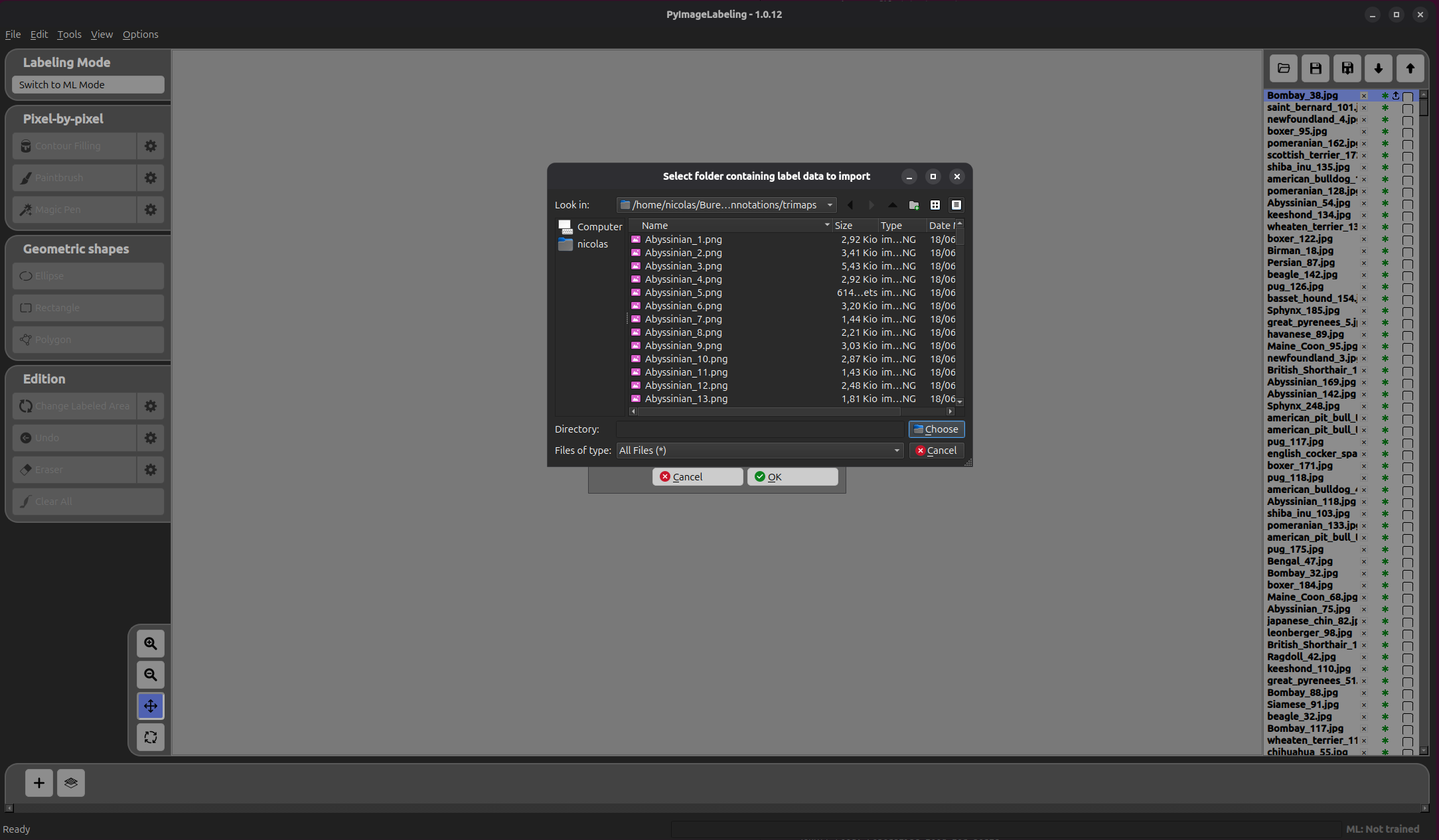Select annotations folder
