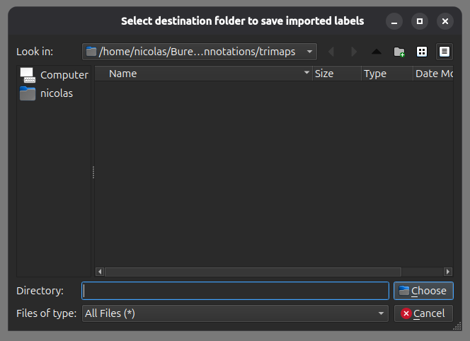 Select destination folder